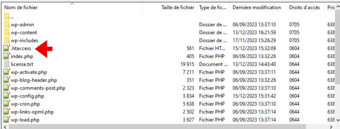 Accès fichier .htaccess en FTP